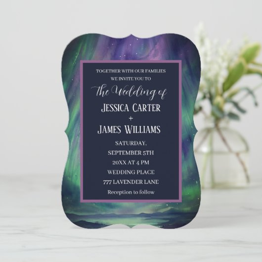 Invitation Galaxy Northern Lights Outer Celestial Stars (Debout devant)