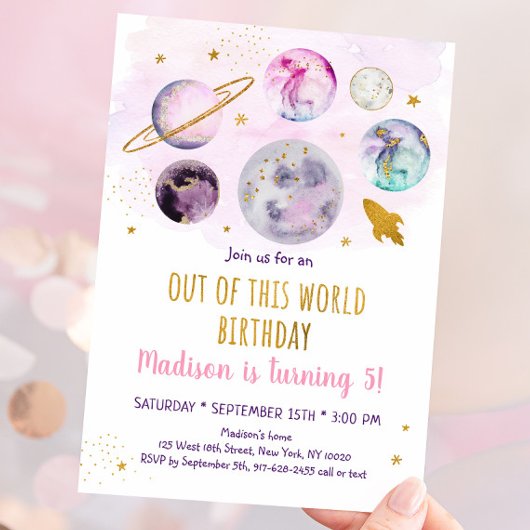Invitation Galaxy Pink Gold de cet anniversaire mondial