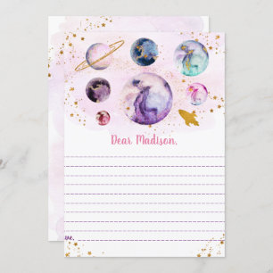 Invitation Galaxy Pink Gold Space Anniversaire Heure Capsule 