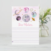 Invitation Galaxy Pink Gold Space Anniversaire Heure Capsule (Debout devant)