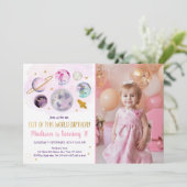 Invitation Galaxy Pink Or de ce monde Anniversaire Invita (Debout devant)