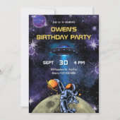 Invitation Galaxy Planet Astronaut moon birthday (Devant)