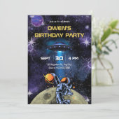 Invitation Galaxy Planet Astronaut moon birthday (Debout devant)