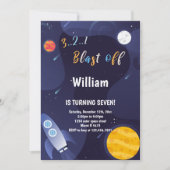 Invitation Galaxy Rocket Thème pour enfants (Devant)