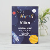 Invitation Galaxy Rocket Thème pour enfants (Debout devant)
