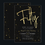 Invitation Galaxy Script Black and Gold 50th Birthday Party<br><div class="desc">Galaxy Script Black and Gold 50th Birthday Party Invitation</div>