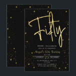 Invitation Galaxy Script Black and Gold 50th Birthday Party<br><div class="desc">Galaxy Script Black and Gold 50th Birthday Party Invitation</div>