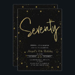 Invitation Galaxy Script Black and Gold 70th Birthday Party<br><div class="desc">Galaxy Script Black and Gold 70th Birthday Party Invitation</div>