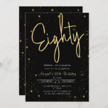 Invitation Galaxy Script Black and Gold 80th Birthday Party<br><div class="desc">Galaxy Script Black and Gold 80th Birthday Party Invitation</div>