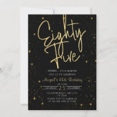 Invitation Galaxy Script Black and Gold 85e fête d'anniversai (Devant)