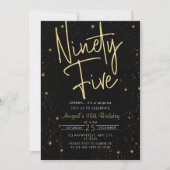 Invitation Galaxy Script Black and Gold 95e fête d'anniversai (Devant)