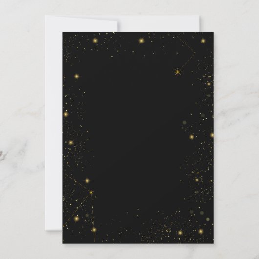 Invitation Galaxy Script Noir et Or 65e fête d'anniversaire (Dos)