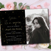 Invitation Galaxy Script Photo Black and Gold Anniversaire Pa