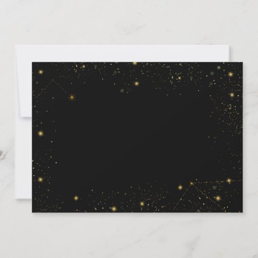 Invitation Galaxy Script Photo Black and Gold Anniversaire Pa (Dos)