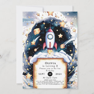 Invitation Galaxy Simple Rocket Anniversaire