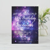 Invitation Galaxy sort de ce monde de l'espace Anniversaire (Debout devant)