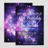 Invitation Galaxy sort de ce monde de l'espace Anniversaire (Devant / Derrière)