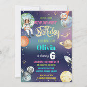 Invitation Galaxy Space Astronaut Planets Girl Birthday Photo (Devant)