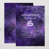 Invitation Galaxy Space Birthday | Planetarium Cosmic Party (Devant / Derrière)