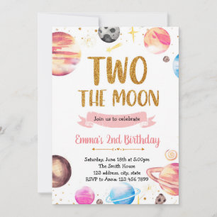 Invitation Galaxy spatiale fille deux la lune