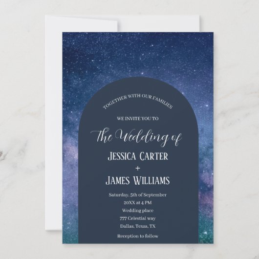 Invitation Galaxy Starry Night Celestial Arch Mariage de l'es (Devant)