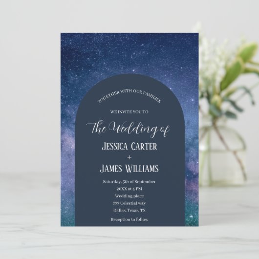 Invitation Galaxy Starry Night Celestial Arch Mariage de l'es (Debout devant)
