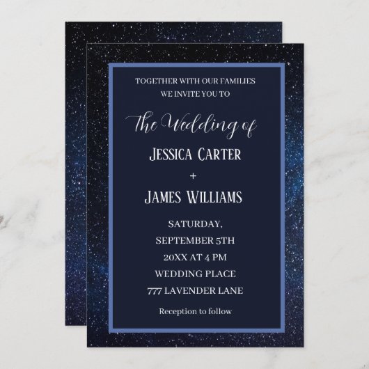 Invitation Galaxy Starry Night Espace extra-atmosphérique Mar (Devant / Derrière)