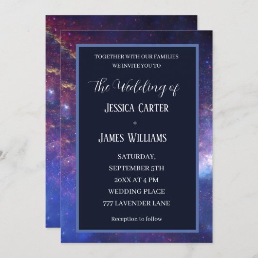 Invitation Galaxy Starry Night Espace extra-atmosphérique Mar (Devant / Derrière)
