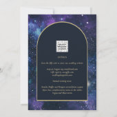 Invitation Galaxy Starry Nuit violet bleu Mariage or (Dos)