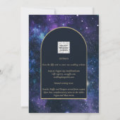 Invitation Galaxy Starry Nuit violet bleu Mariage or (Dos)