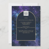 Invitation Galaxy Starry Nuit violet bleu Mariage or (Dos)