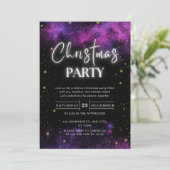 Invitation Galaxy Starry Space Neon Black Christmas Party (Debout devant)