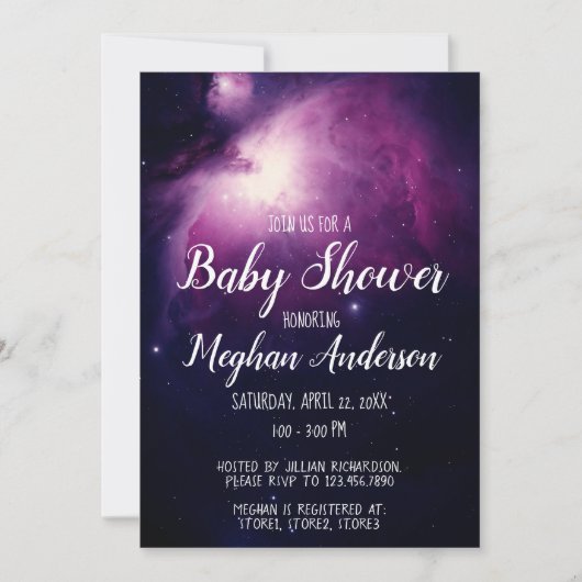 Invitation Galaxy Stars Baby shower spatial céleste (Devant)