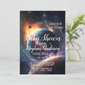Invitation Galaxy Stars Lune Planètes Espace Baby shower (Debout devant)