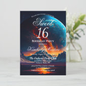 Invitation Galaxy Sweet sixteen fête d'anniversaire (Debout devant)