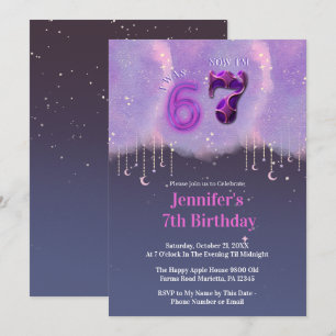 Invitation Galaxy Trend Meme J'étais 6 Maintenant J'ai 7 Ans 
