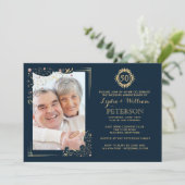 Invitation Galded Corners Photo Golden Anniversaire Invitatio (Debout devant)