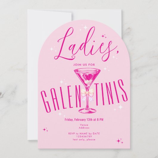 Invitation Galen-Tini Martini Hot rose de la fête de la Saint (Devant)