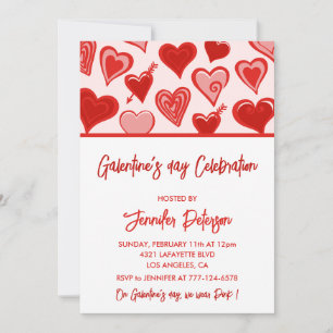Invitation Galentine Brunch rose et rouge Amies