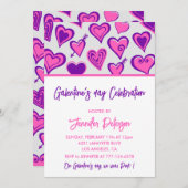 Invitation Galentine copines Saint-Valentin violet (Devant / Derrière)