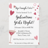 Invitation Galentine Filles Soirée Martini Rose (Devant)