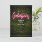 Invitation Galentine Neon Script Bois Saint-Valentin (Debout devant)