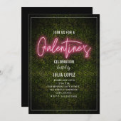 Invitation Galentine Neon Script Bois Saint-Valentin (Devant / Derrière)