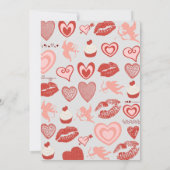 Invitation Galentine rose et rouge brunch coeurs (Dos)
