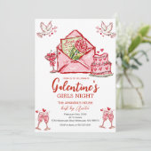Invitation Galentine’s Girls Night Party Valentine (Debout devant)