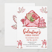 Invitation Galentine’s Girls Night Party Valentine (Devant / Derrière)