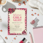 Invitation Galentine's à bordure de volutes