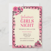Invitation Galentine's à bordure de volutes (Devant)