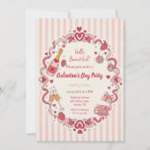 Invitation Galentine's à rayures rétro (Devant)