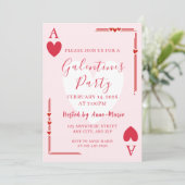 Invitation Galentines Ace Hearts Girls Valentines Invite (Debout devant)